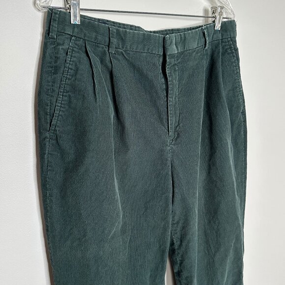 Lands' End Men's Hunter Green Corduroy Pants Pleated and Cuffed Size 34 Regular - Picture 4 of 8